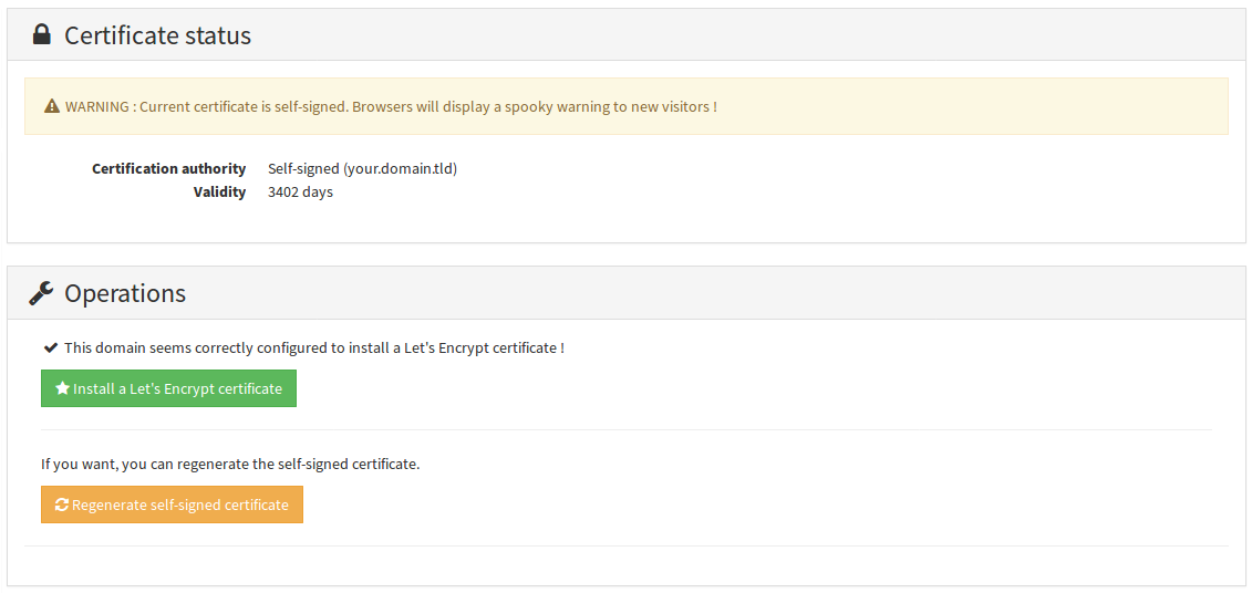 Preview of the diagnostic panel