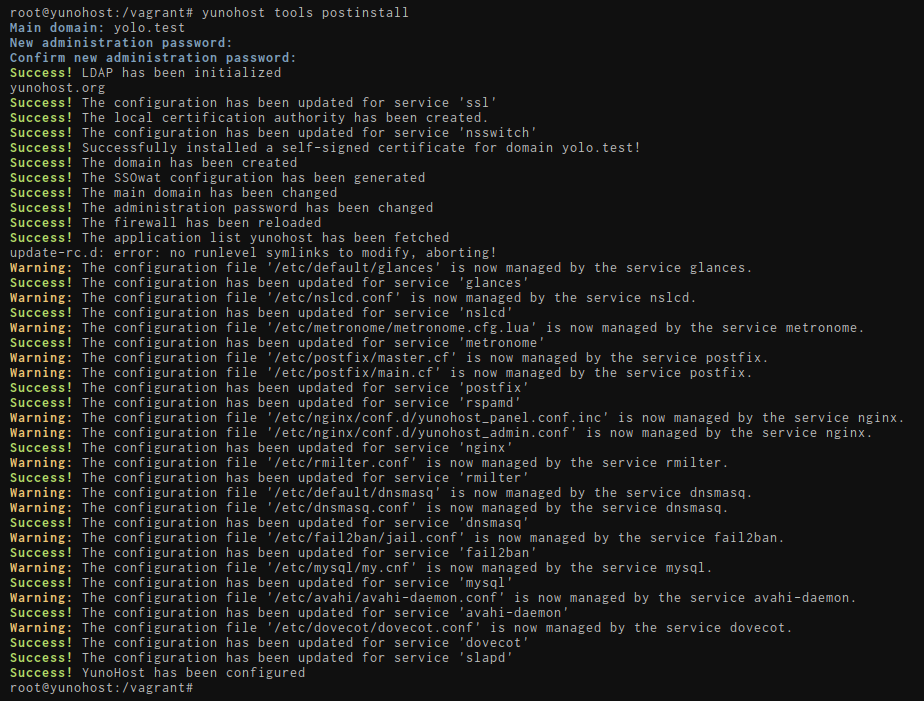 Preview of the command-line post-installation
